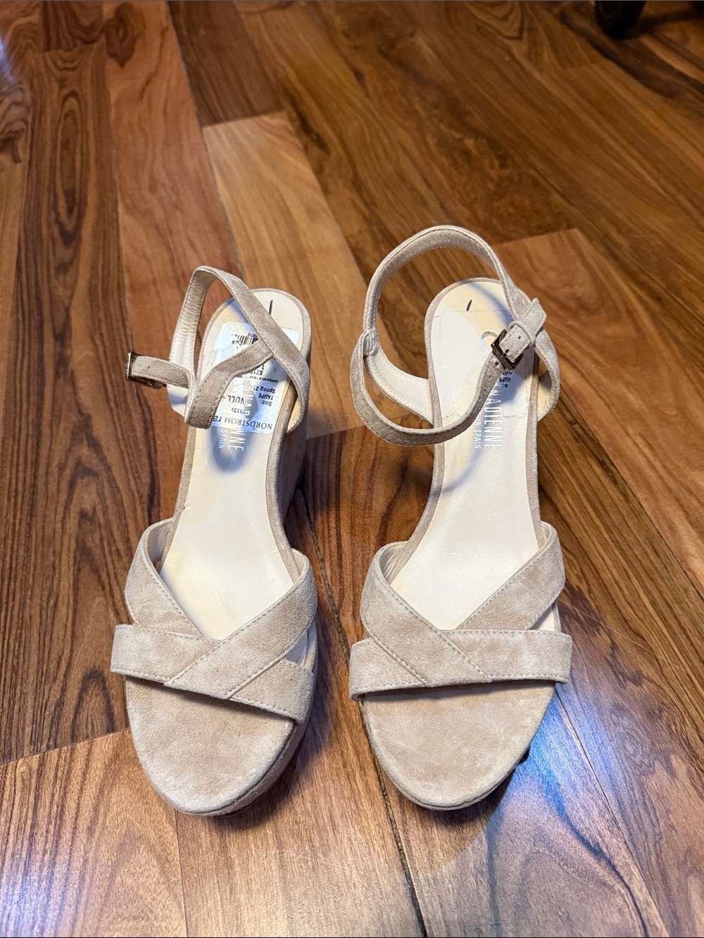 New La Canadienne platform wedge sandals taupe BNWT sz 38 Spain
